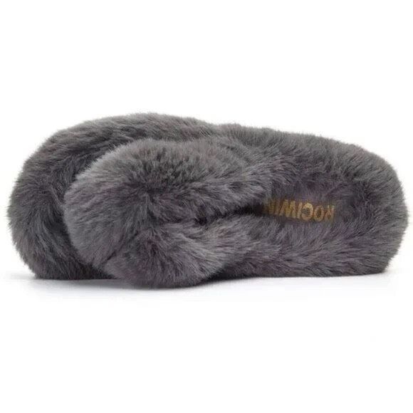 Women Cross Band Slippers Soft Plush Furry Cozy Open Toe Shoes Slip On, 11-12 - Picture 7 of 8